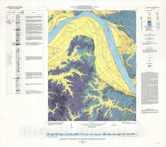 Map : Geology of the Tell City quadrangle, Kentucky-Indiana, 1964 Cartography Wall Art :
