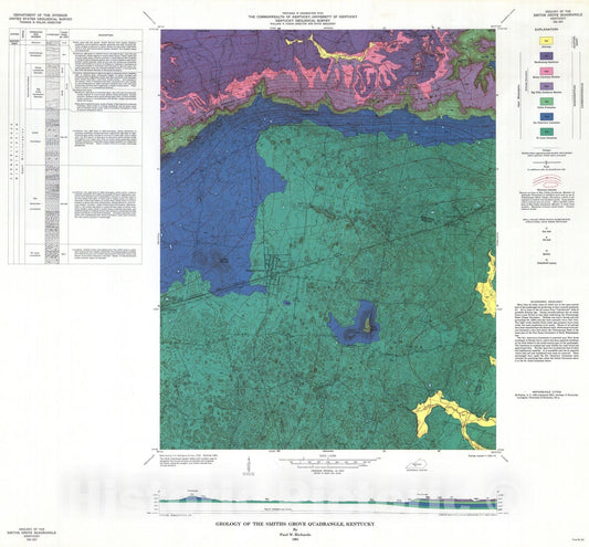 Map : Geology of the Smiths Grove quadrangle, Kentucky, 1964 Cartography Wall Art :