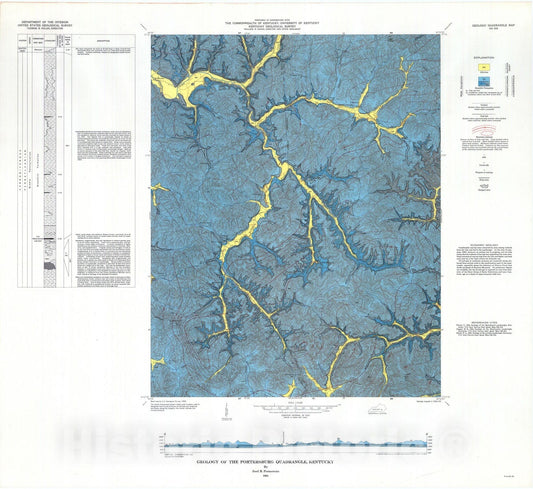 Map : Geology of the Portersburg quadrangle, Kentucky, 1964 Cartography Wall Art :