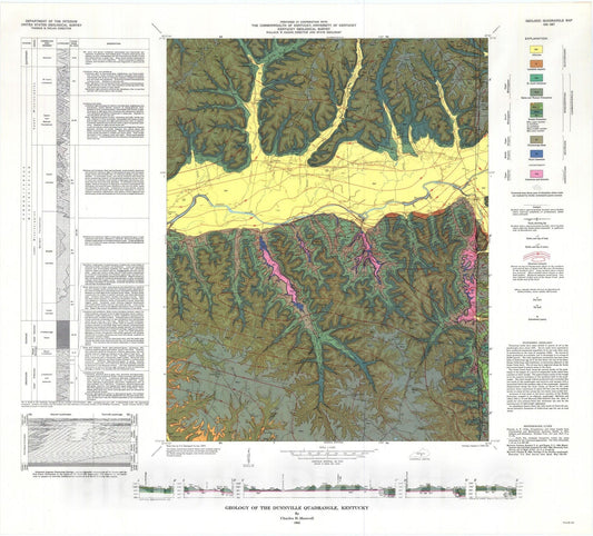 Map : Geology of the Dunnville quadrangle, Kentucky, 1965 Cartography Wall Art :