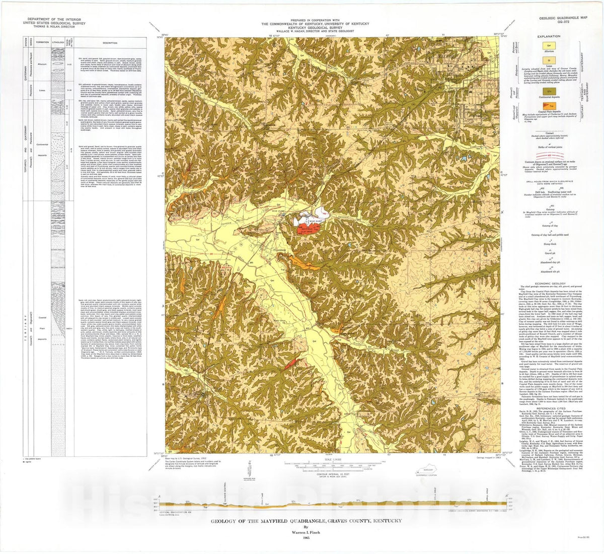 Map : Geology of the Mayfield quadrangle, Graves County, Kentucky, 1965 Cartography Wall Art :