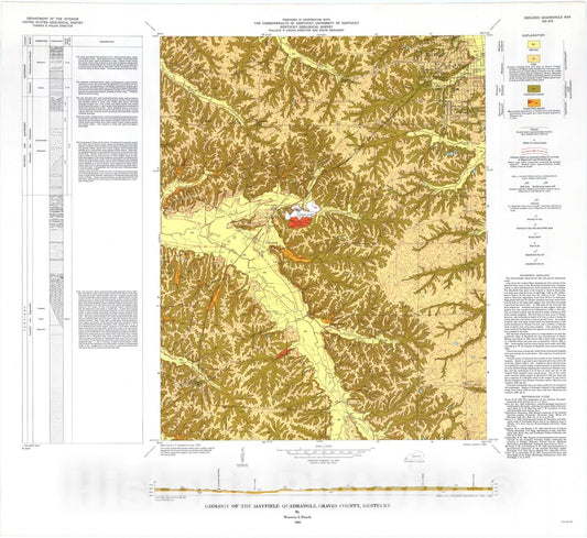 Map : Geology of the Mayfield quadrangle, Graves County, Kentucky, 1965 Cartography Wall Art :