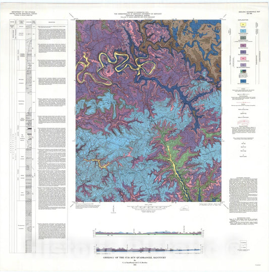 Map : Geology of the Cub Run quadrangle, Kentucky, 1965 Cartography Wall Art :
