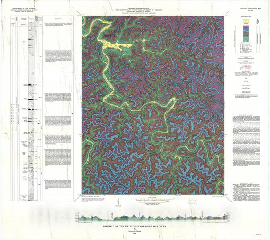 Map : Geology of the Krypton quadrangle, Kentucky, 1965 Cartography Wall Art :