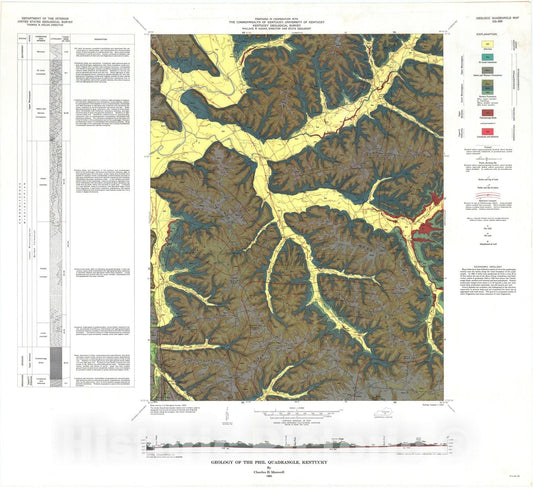 Map : Geology of the Phil quadrangle, Kentucky, 1965 Cartography Wall Art :