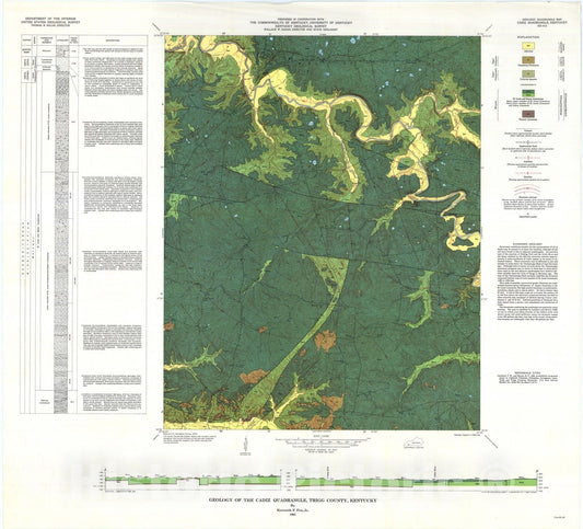 Map : Geology of the Cadiz quadrangle, Trigg County, Kentucky, 1965 Cartography Wall Art :