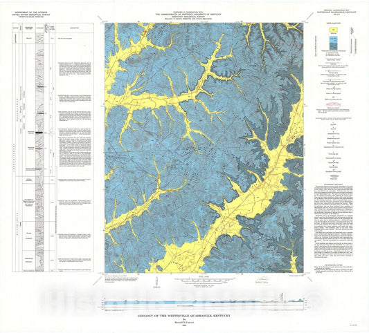 Map : Geology of the Whitesville quadrangle, Kentucky, 1965 Cartography Wall Art :