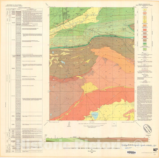 Map : Geologic map of the Rock River quadrangle, Albany County, Wyoming, 1965 Cartography Wall Art :