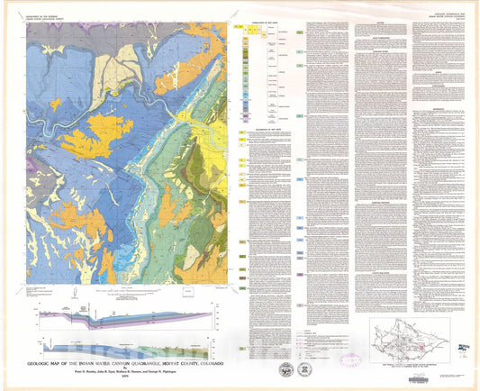 Map : Geologic map of the Indian Water Canyon quadrangle, Moffat County, Colorado, 1979 Cartography Wall Art :