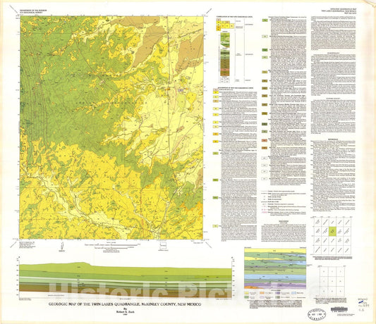 Map : Geologic map of the Twin Lakes quadrangle, McKinley County, New Mexico, 1989 Cartography Wall Art :