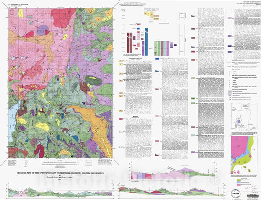 Map : Geologic map of the Spirit Lake East quadrangle, Skamania County, Washington, 1993 Cartography Wall Art :