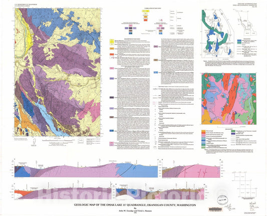Map : Geologic map of the Omak Lake 15' quadrangle, Okanogan County, Washington, 1994 Cartography Wall Art :