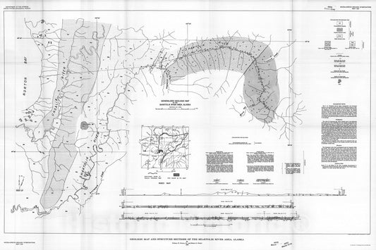 Map : Geologic map and structure sections of the Shaktolik River area, Alaska, 1956 Cartography Wall Art :