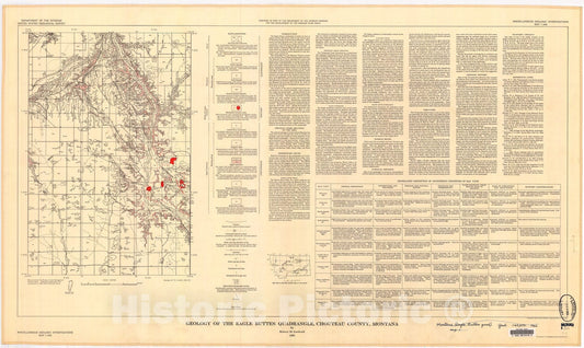 Map : Geology of the Eagle Buttes quadrangle, Chouteau County, Montana, 1962 Cartography Wall Art :