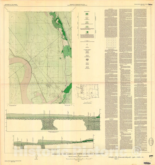 Map : Geology of the Moses Lake North quadrangle, Washington, 1961 Cartography Wall Art :