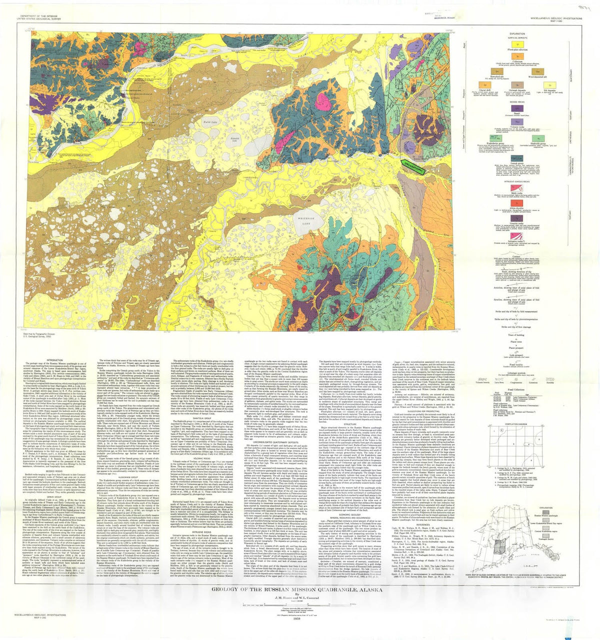 Map : Geology of the Russian Mission quadrangle, Alaska, 1959 Cartography Wall Art :