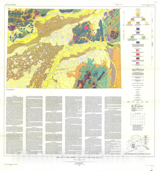 Map : Geology of the Russian Mission quadrangle, Alaska, 1959 Cartography Wall Art :
