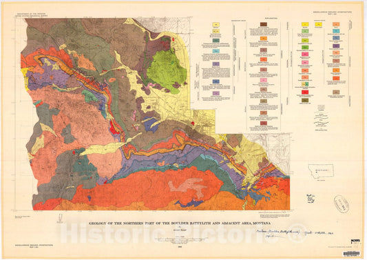 Map : Geology of the northern part of the Boulder bathylith [batholith] and adjacent area, Montana, 1963 Cartography Wall Art :