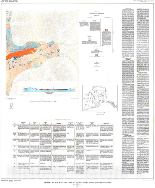 Map : Geology of the western part of the Big Delta (D-6) quadrangle, Alaska, 1959 Cartography Wall Art :