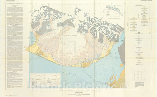 Map : Glacial features and surficial deposits of the Malaspina district, Alaska, 1958 Cartography Wall Art :