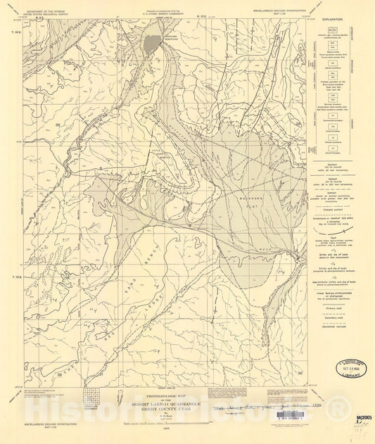 Map : Photogeologic map of the Desert Lake-11 quadrangle, Emery County, Utah, 1955 Cartography Wall Art :
