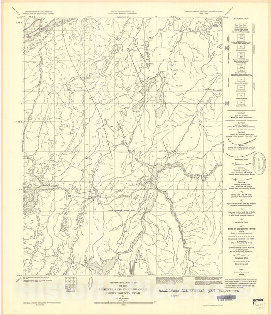 Map : Photogeologic map of the Desert Lake-13 quadrangle, Emery County, Utah, 1956 Cartography Wall Art :