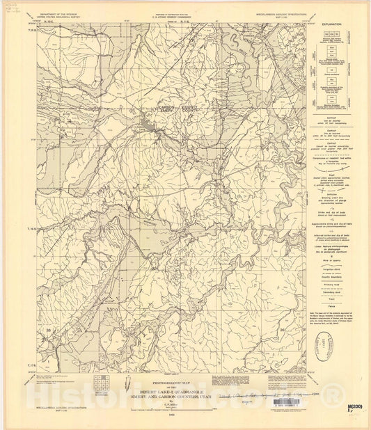 Map : Photogeologic map of the Desert Lake-2 quadrangle, Emery and Carbon Counties, Utah, 1955 Cartography Wall Art :