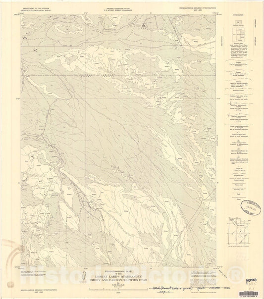 Map : Photogeologic map of the Desert Lake-4 quadrangle, Emery and Carbon Counties, Utah, 1959 Cartography Wall Art :