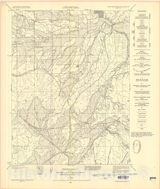 Map : Photogeologic map of the Desert Lake-6 quadrangle, Emery County, Utah, 1955 Cartography Wall Art :