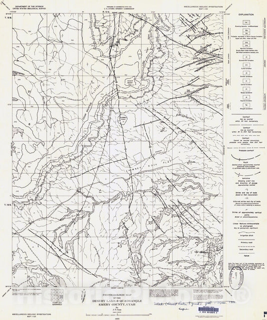 Map : Photogeologic map of the Desert Lake-9 quadrangle, Emery County, Utah, 1955 Cartography Wall Art :