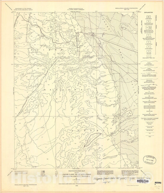 Map : Photogeologic map of the Jacob Lake NE quadrangle, Coconino County, Arizona, 1956 Cartography Wall Art :