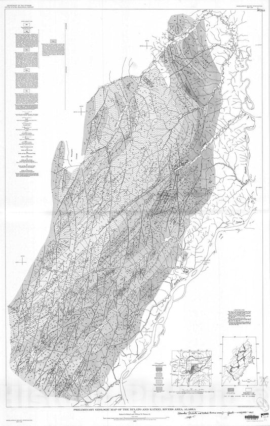 Map : Preliminary geologic map of the Nulato and Kateel Rivers area, Alaska, 1957 Cartography Wall Art :