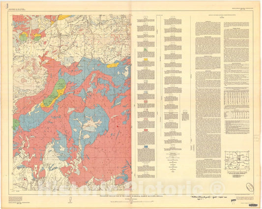 Map : Preliminary geologic map of the Warrick quadrangle, Bearpaw Mountains, Montana, 1957 Cartography Wall Art :