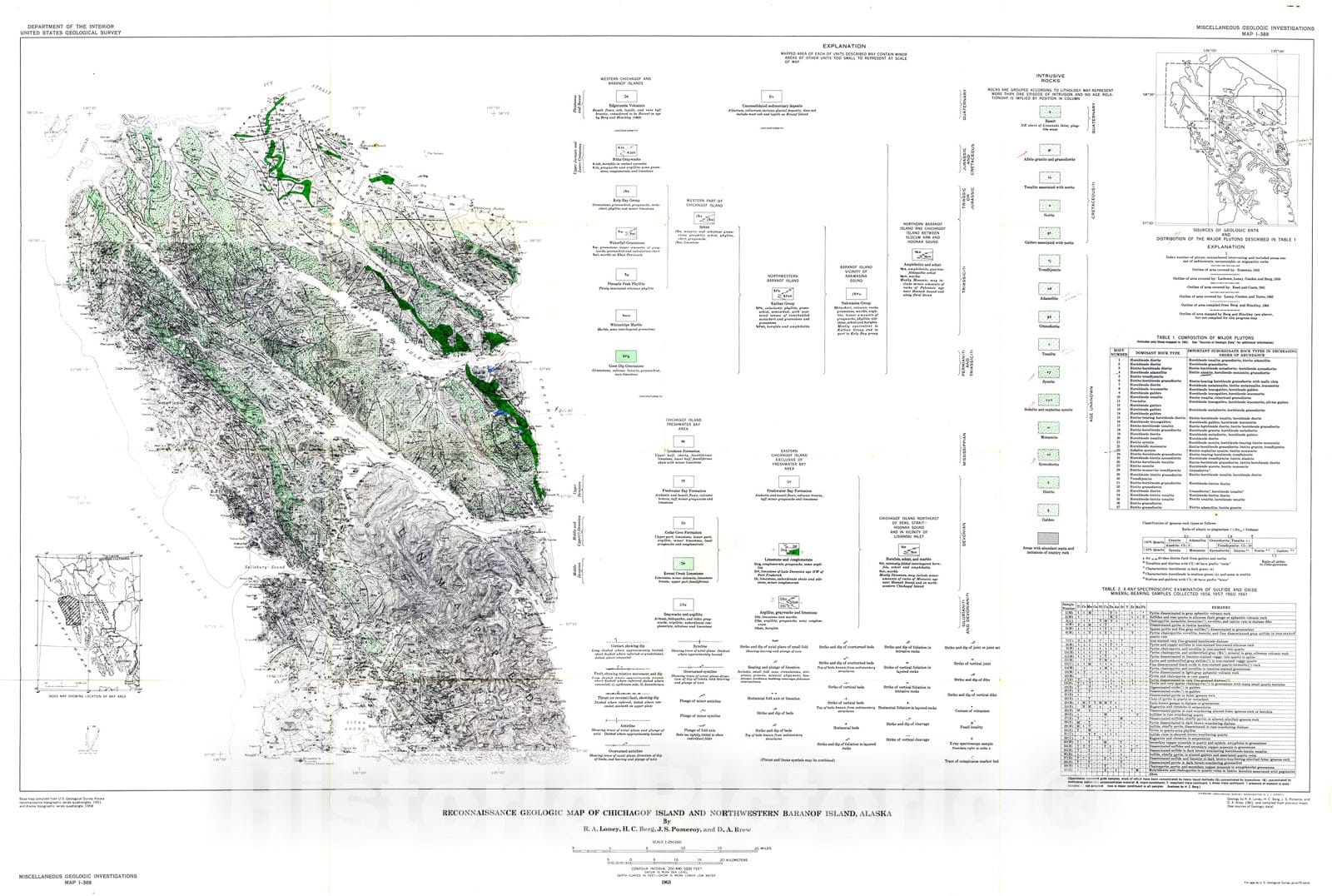 Map : Reconnaissance geologic map of Chichagof Island and northwestern Baranof Island, Alaska, 1963 Cartography Wall Art :