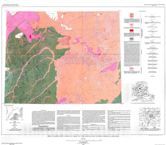 Map : Reconnaissance geologic map of the Kateel River quadrangle, Alaska, 1957 Cartography Wall Art :