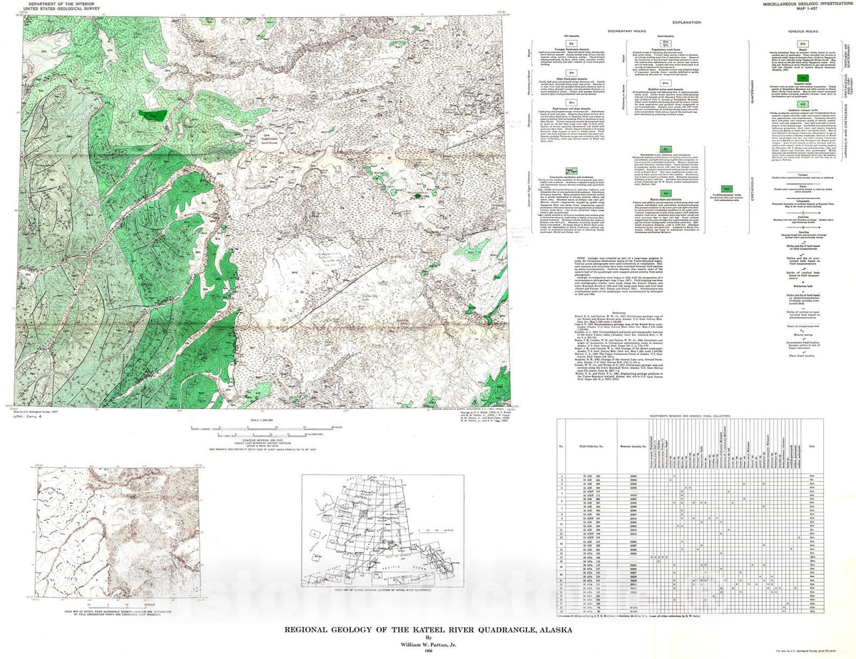 Map : Regional geology of the Kateel River quadrangle, Alaska, 1966 Cartography Wall Art :