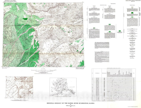 Map : Regional geology of the Kateel River quadrangle, Alaska, 1966 Cartography Wall Art :
