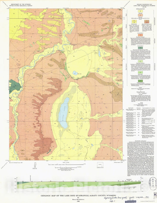 Map : Geologic map of the Lake Ione quadrangle, Albany County, Wyoming, 1966 Cartography Wall Art :