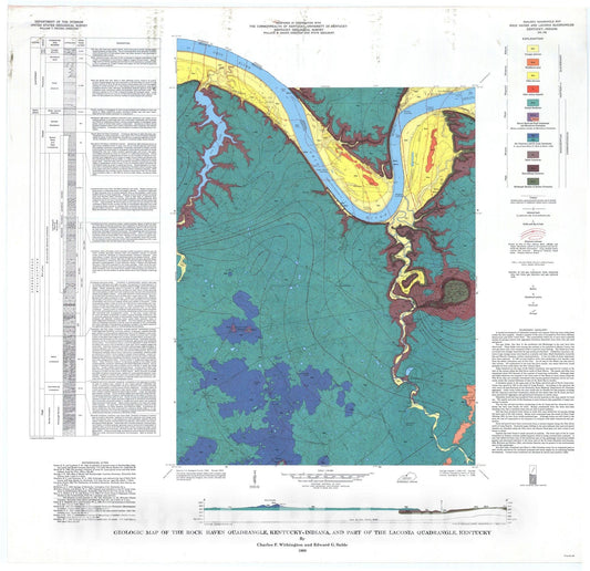 Map : Geologic map of the Rock Haven quadrangle, Kentucky-Indiana, and part of the Laconia quadrangle, Kentucky, 1969 Cartography Wall Art :