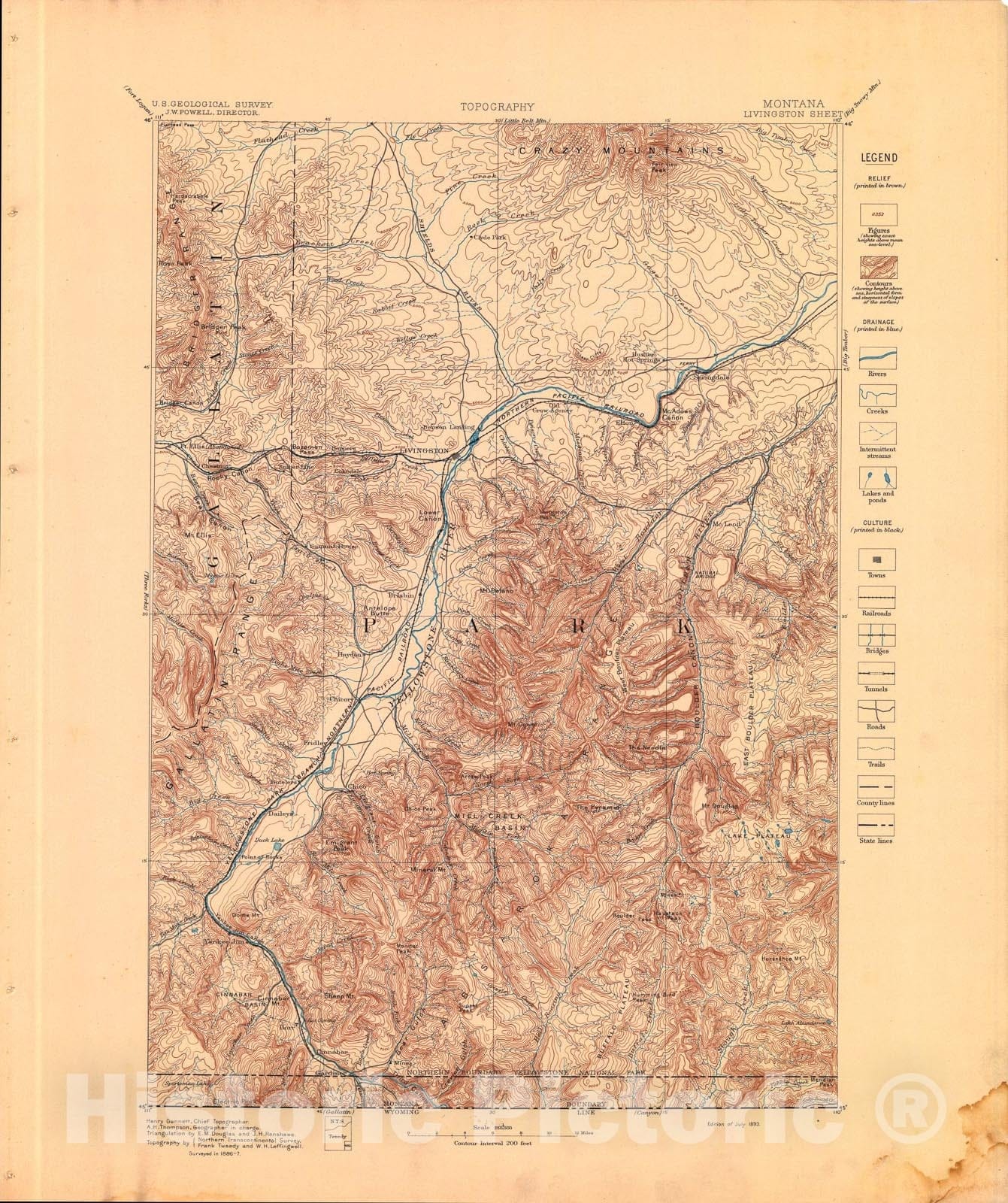 Map : Livingston folio, Montana, 1894 Cartography Wall Art :