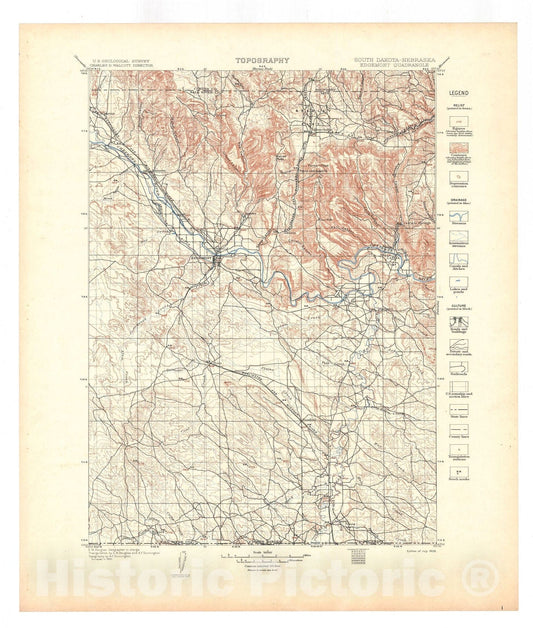 Map : Edgemont folio, South Dakota-Nebraska, 1904 Cartography Wall Art :