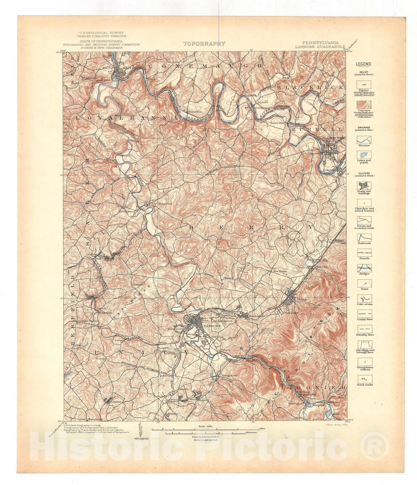 Map : Latrobe folio, Pennsylvania, 1904 Cartography Wall Art :