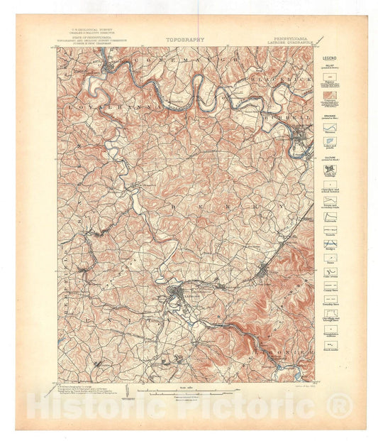 Map : Latrobe folio, Pennsylvania, 1904 Cartography Wall Art :