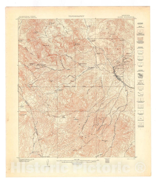 Map : Globe folio, Arizona, 1904 Cartography Wall Art :