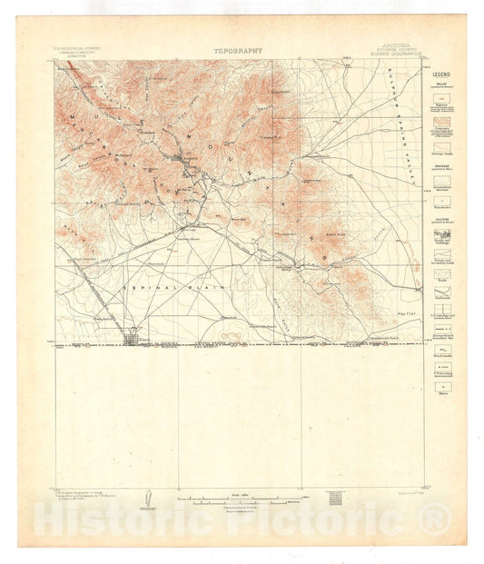 Map : Bisbee folio, Arizona, 1904 Cartography Wall Art :