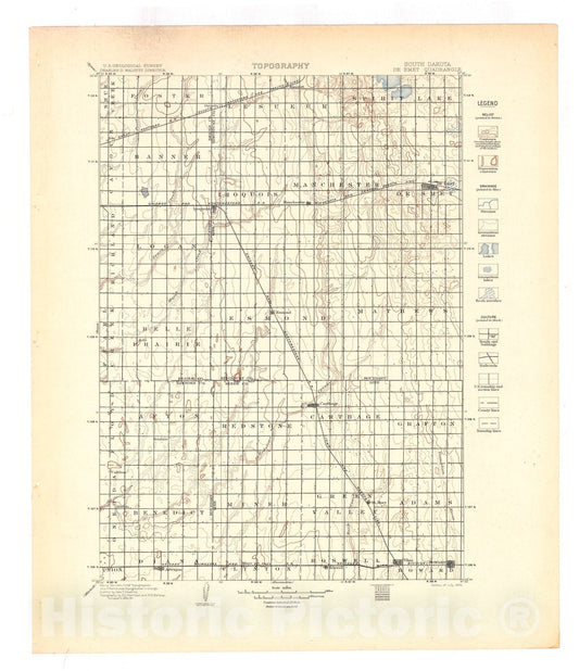 Map : De Smet folio, South Dakota, 1904 Cartography Wall Art :