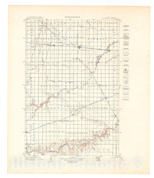 Map : Casselton-Fargo folio, North Dakota-Minnesota, 1905 Cartography Wall Art :