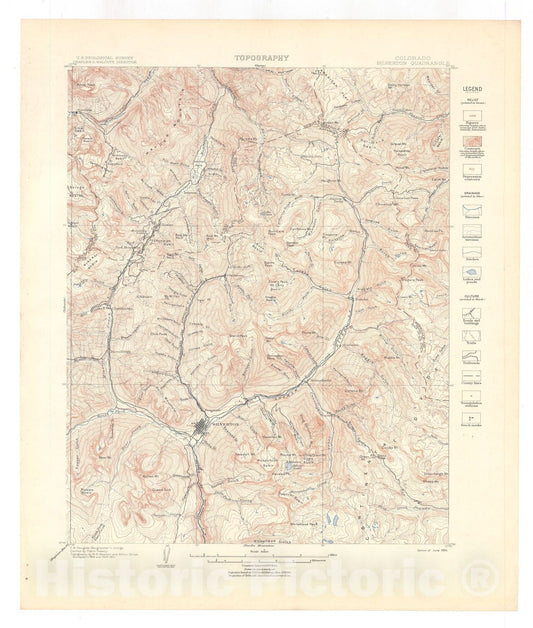 Map : Silverton folio, Colorado, 1905 Cartography Wall Art :
