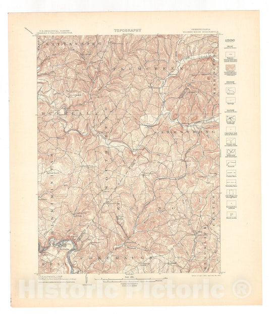Map : Elders Ridge folio, Pennsylvania, 1905 Cartography Wall Art :