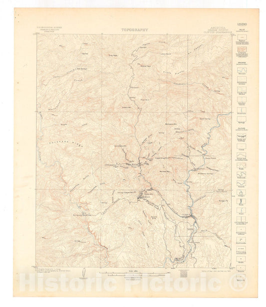 Map : Clifton folio, Arizona, 1905 Cartography Wall Art :